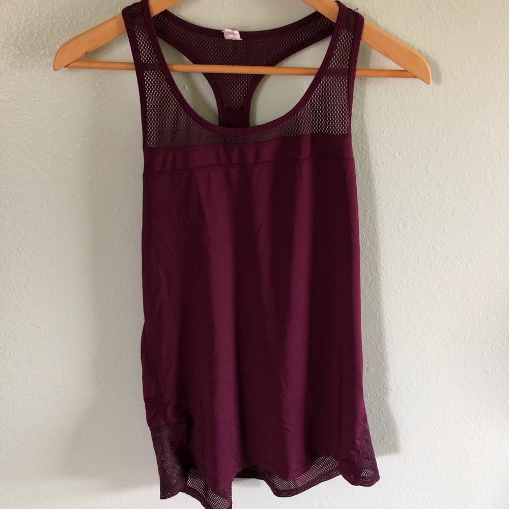 Champion maroon workout tank with mesh detail